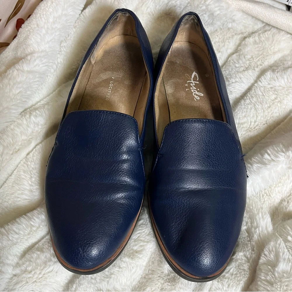 Life Stride 8.5 Velocity 2.0 Blue Leather Loafer Smooth Office Preppy City Fall